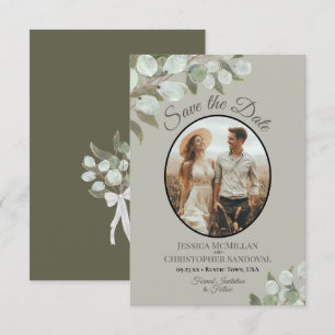 Save The Date Élégant mariage photo et verdure d'eucalyptus de S