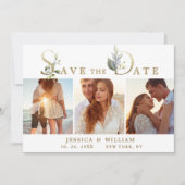 Save The Date Elégant Mariage PHOTO Eucalyptus 3 (Devant)