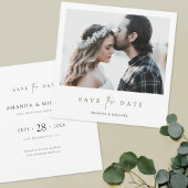 Save The Date Élégant Mariage photo moderne de script vert