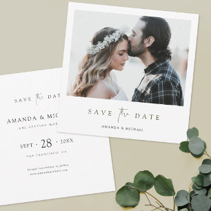 Save The Date Élégant Mariage photo moderne de script vert