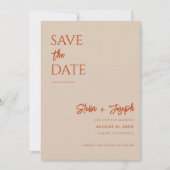 Save The Date Élégant Mariage photo moderne en terre cuite Boho (Devant)