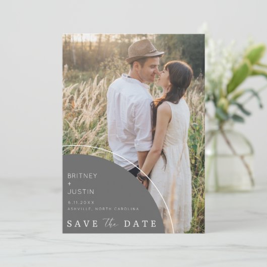 Save The Date Elégant mariage photo moderne Enregistrer la date (Debout devant)