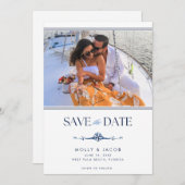 Save The Date Elégant mariage photo nautique Enregistrer la date (Devant / Derrière)