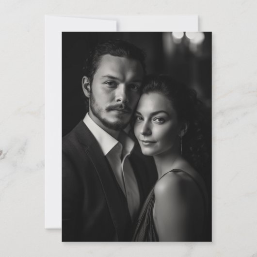 Save The Date Élégant Mariage photo noir classique (Dos)