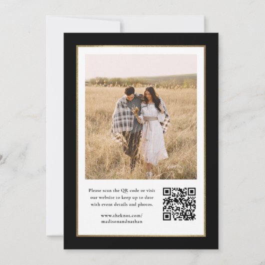 Save The Date Élégant Mariage photo noir et or (Dos)