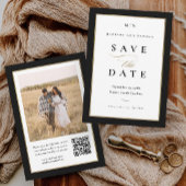 Save The Date Élégant Mariage photo noir et or