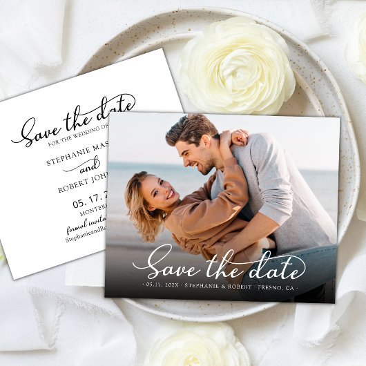 Save The Date Élégant Mariage photo Script