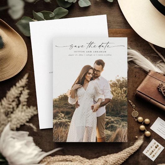 Save The Date Élégant Mariage Photo Script