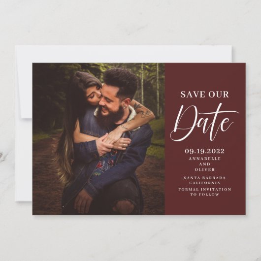 Save The Date Élégant Mariage Photo Simple Enregistrer La Date (Devant)