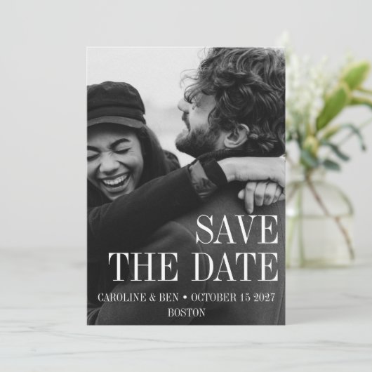 Save The Date Élégant Mariage photo simple et vertical moderne (Debout devant)
