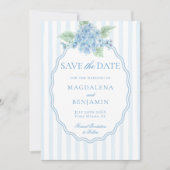 Save The Date Élégant Mariage photo Victorian Blue Hydrangea (Devant)