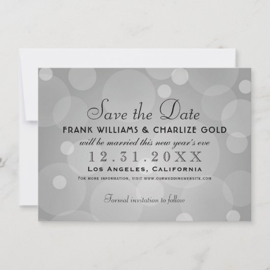 Save The Date Élégant Mariage Platinum Grey (Devant)