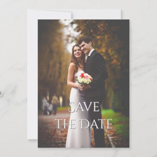 Save The Date Élégant Mariage Romantique avec Photo en Couleur (Devant)