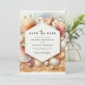 Save The Date Elégant mariage romantique de plage (Debout devant)