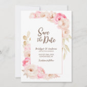 Save The Date Élégant Mariage rose (Devant)