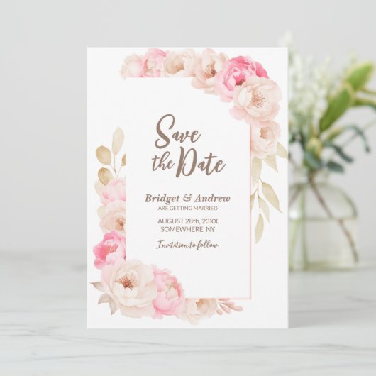 Save The Date Élégant Mariage rose (Debout devant)