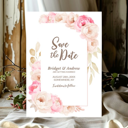Save The Date Élégant Mariage rose