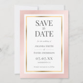 Save The Date Élégant Mariage rose et or (Devant)