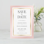 Save The Date Élégant Mariage rose et or (Debout devant)