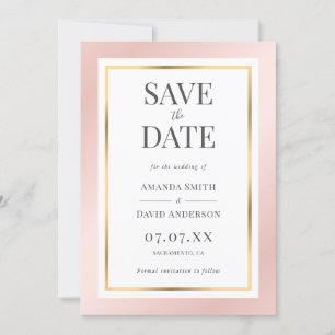 Save The Date Élégant Mariage rose et or