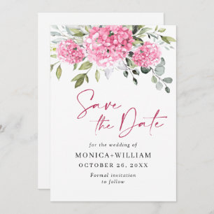 Save The Date Élégant Mariage rose Hydrangea Floral