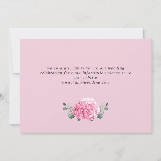 Save The Date Élégant Mariage rose Hydrangea Floral (Dos)