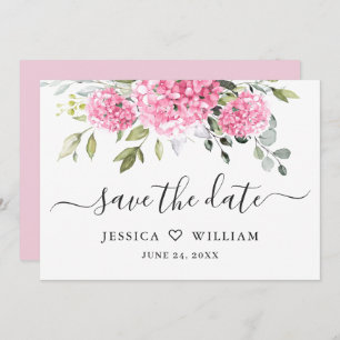 Save The Date Élégant Mariage rose Hydrangea Floral