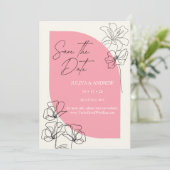 Save The Date Élégant Mariage rose pastel et crème (Debout devant)