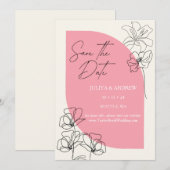 Save The Date Élégant Mariage rose pastel et crème (Devant / Derrière)