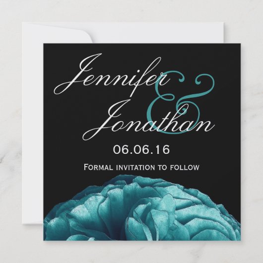Save The Date Elégant mariage Rose turquoise Enregistrer la date (Dos)