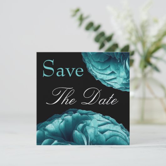 Save The Date Elégant mariage Rose turquoise Enregistrer la date (Debout devant)