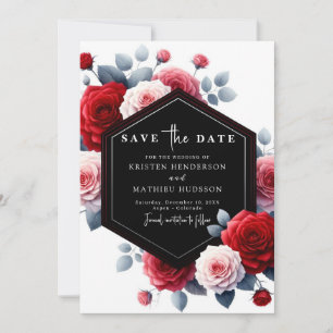 Save The Date Élégant Mariage rouge Crimson Whimsical