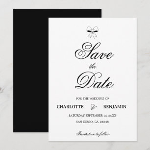 Save The Date Élégant Mariage Ruban Crème Ivoire Écriture Bourgo