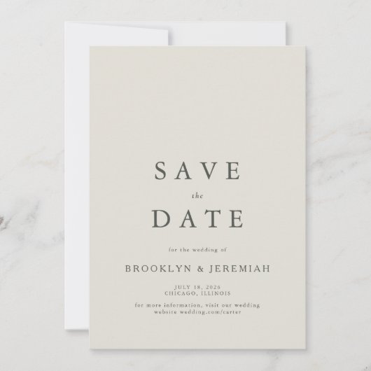 Save The Date Élégant mariage Serif Enregistrer la date (Devant)