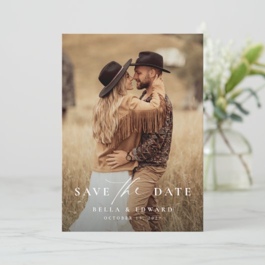 Save The Date Élégant Mariage simple (Debout devant)