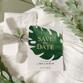 Save The Date Élégant mariage tropical vert feuille de Monstera