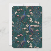 Save The Date Élégant Mariage Turquoise de Peacock Floral (Dos)