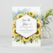 Save The Date Élégant Mariage unique de tournesol (Debout devant)
