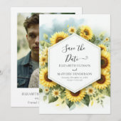 Save The Date Élégant Mariage unique de tournesol (Devant / Derrière)
