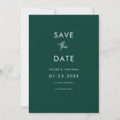 Save The Date Élégant Mariage vert émeraude minimal (Devant)