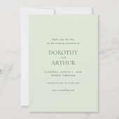 Save The Date Élégant Mariage Vert Sauge Moderne (Devant)