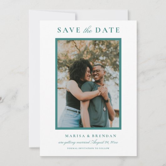 Save The Date Élégant Mariage vert Turquoise photo (Devant)