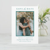 Save The Date Élégant Mariage vert Turquoise photo (Debout devant)