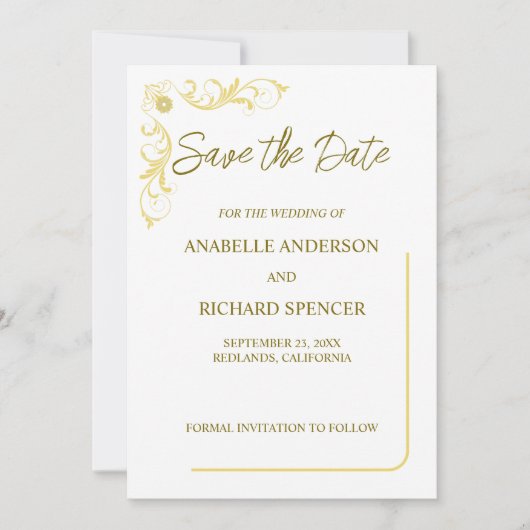 Save The Date Élégant Mariage Victorien Enregistrer La Date (Devant)