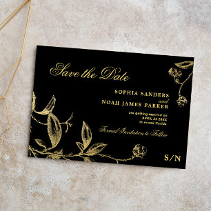 Save The Date Élégant mariage vintage or noir