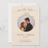 Save The Date Élégant Mariage Whimsical en terre cuite (Devant)