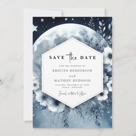 Save The Date Élégant Mariage Whimsy Moonlit (Devant)