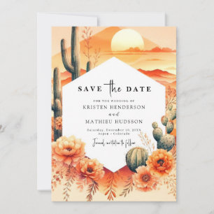 Save The Date Élégant Mariage Wild West Cactus