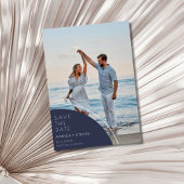 Save The Date Elégant Marine Blue Photo Wedding Enregistrer La D