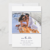 Save The Date Elégant Marine Nautique photo mariage Enregistrer (Devant)